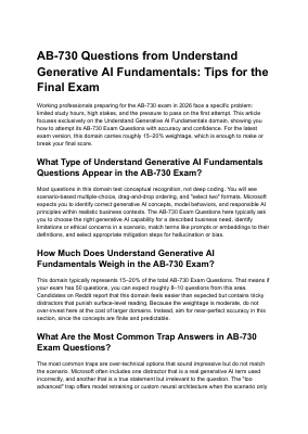 Tips to Attempt Microsoft  AB-730 Exam Questions from Understand Generative AI Fundamentals in the Final Exam